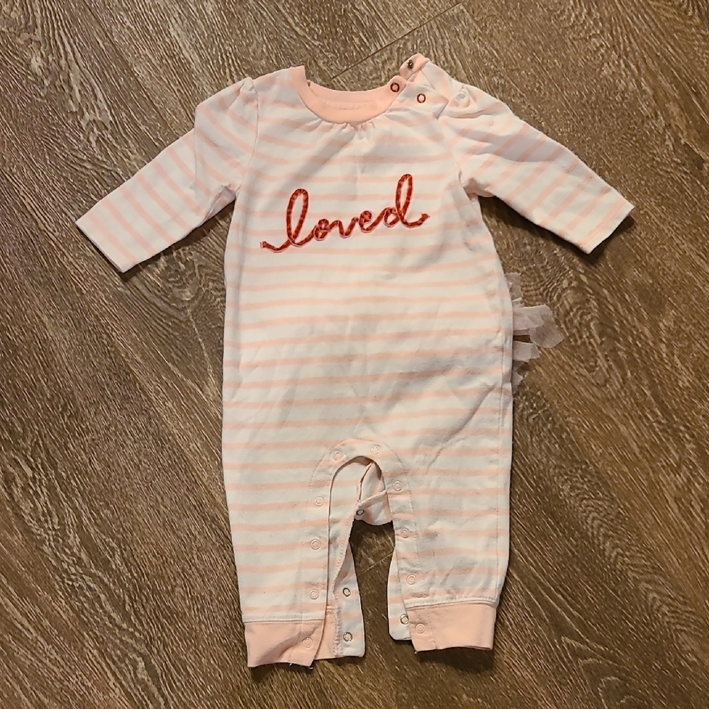 Cat & Jack Pink and White Striped Baby Footie